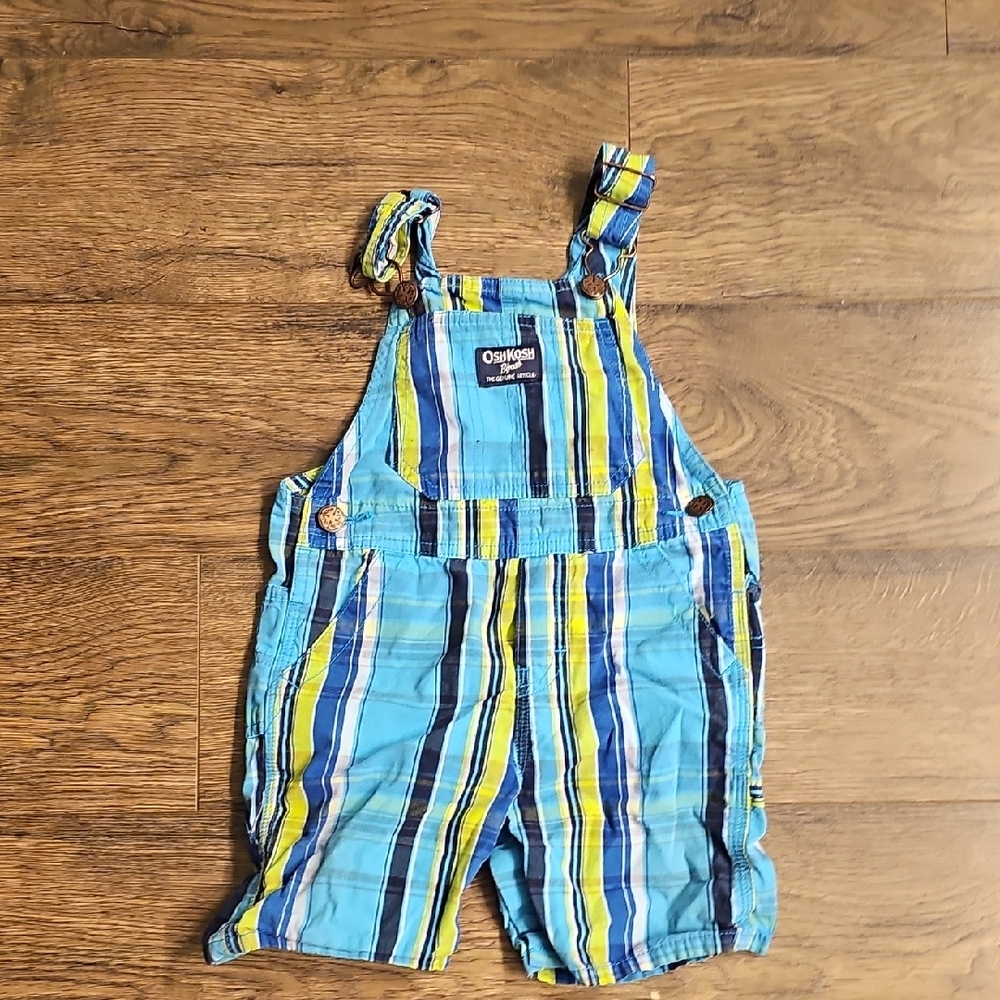 OshKosh B'gosh Overalls Vibrant Striped  Shorts Carpenters 24 Months Boy Girl